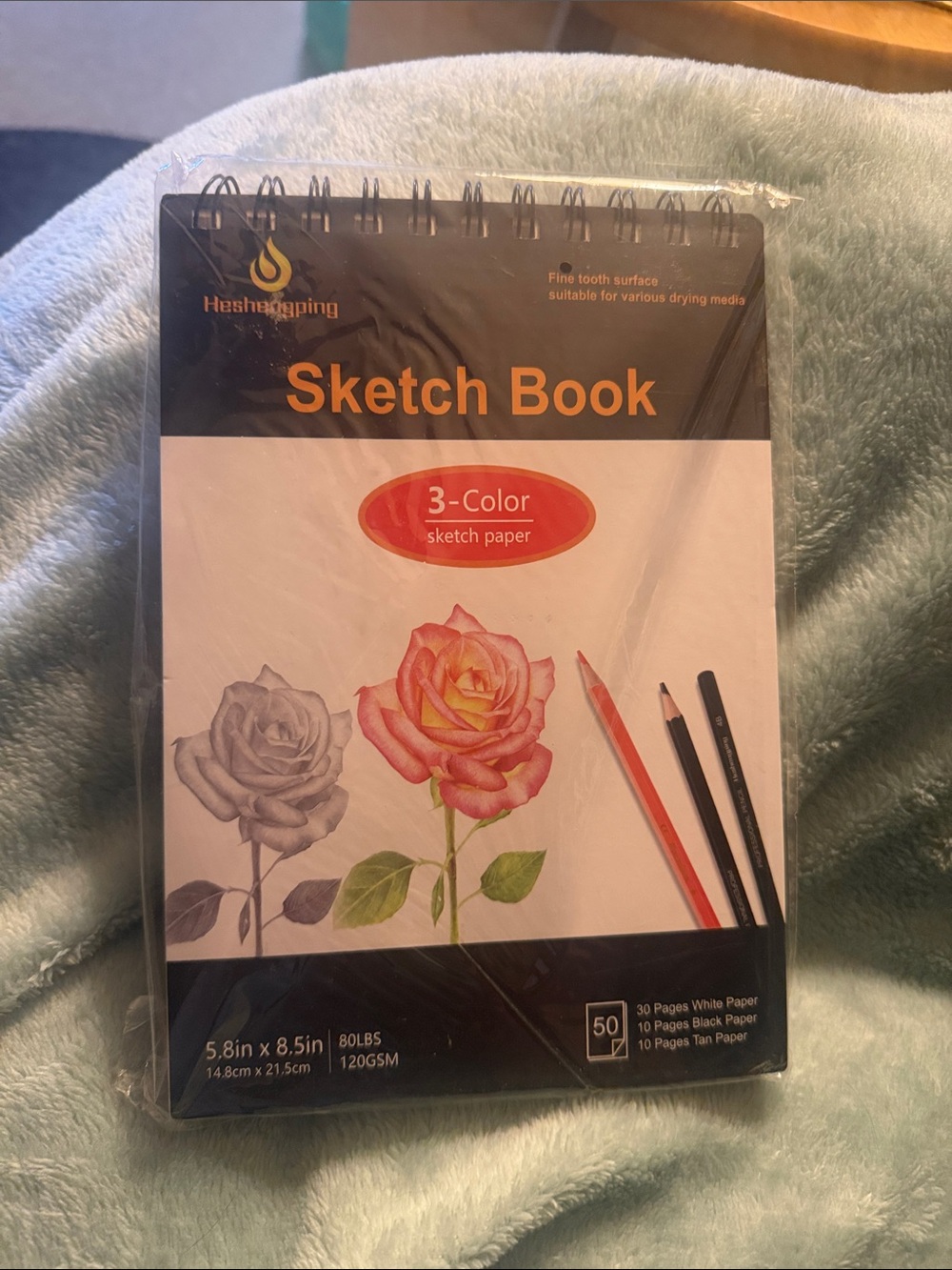 Black Spiral-Bound Sketch Book - 3-Color Sketch Paper